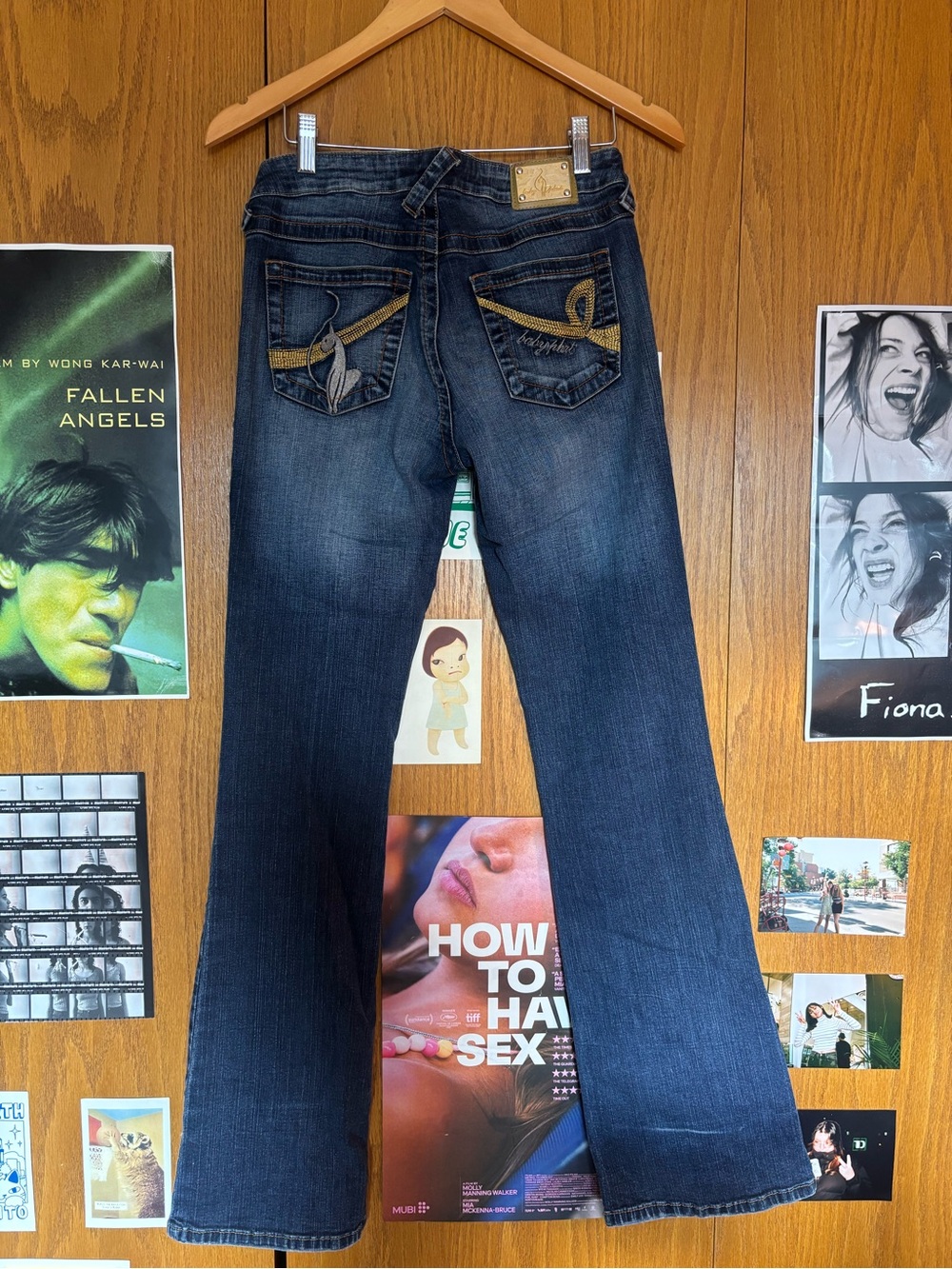 Baby Phat Dark Blue Flare Jeans with Embroidered Back Pockets